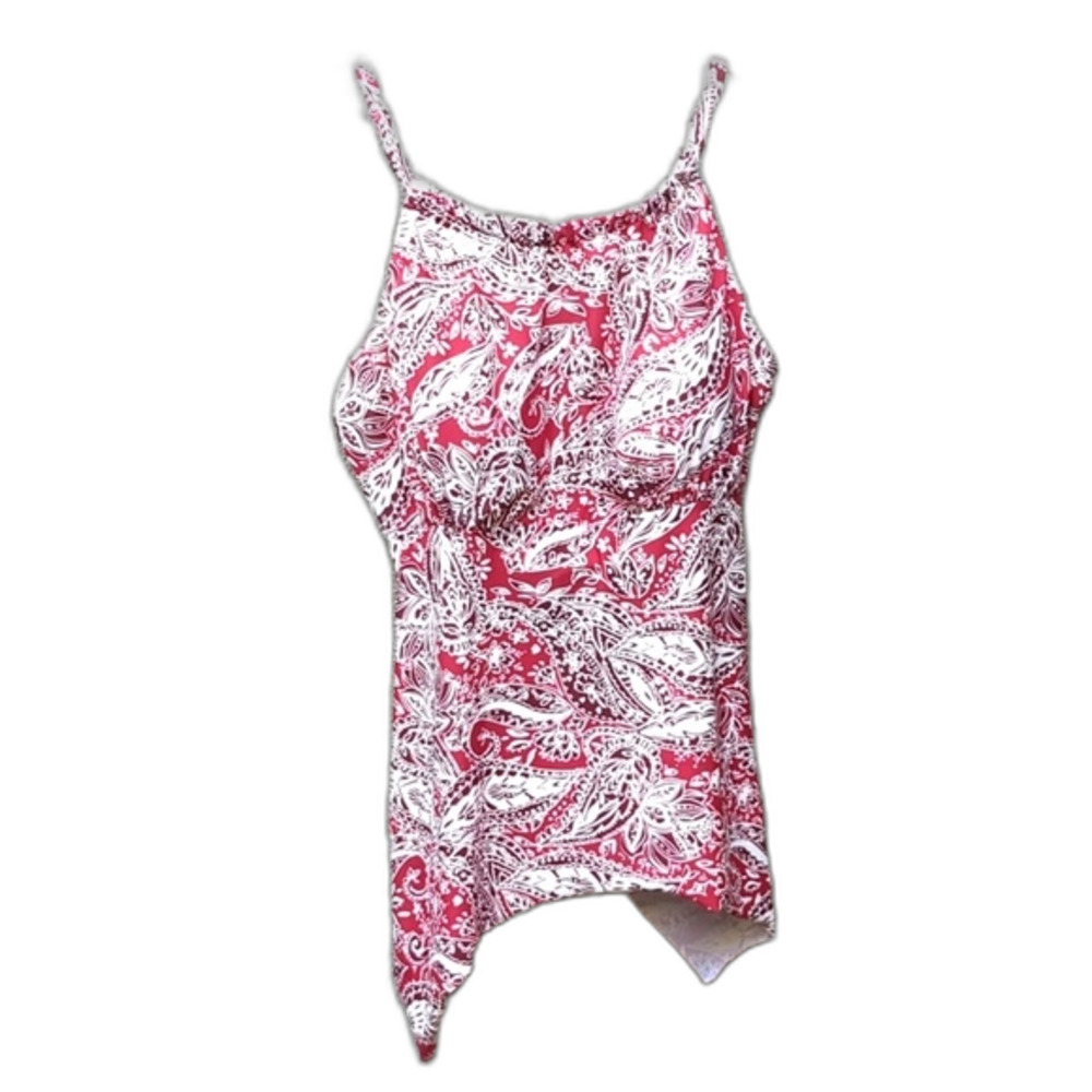 Swimsuits for All Pink Paisley Handkerchief  Print Tankini Top Only 18